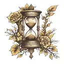 hourglass infront of a tree growing tattoo design idea