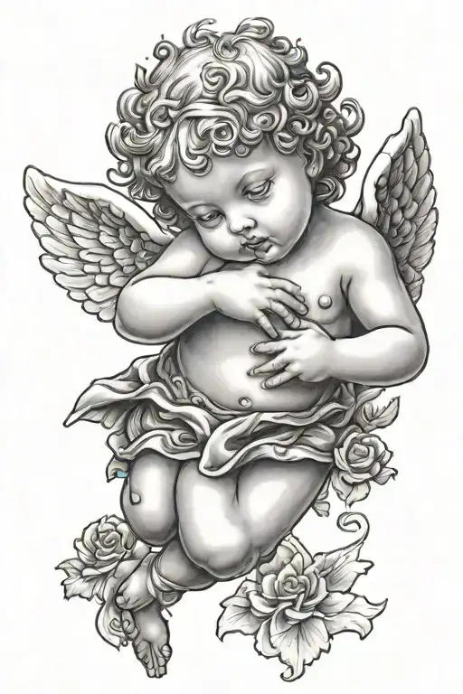 cherub angel tattoo design idea