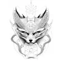 fox demon with alchemy symbols  tattoo design idea