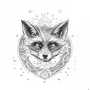 fox demon with alchemy symbols  tattoo design idea