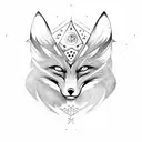 fox demon with alchemy symbols  tattoo design idea