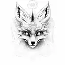 fox demon with alchemy symbols  tattoo design idea