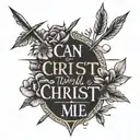 Create a tattoo with the phrase I can do all things through Christ who strengthens me in English with the lyrics of wod of war with an arrow tattoo design idea