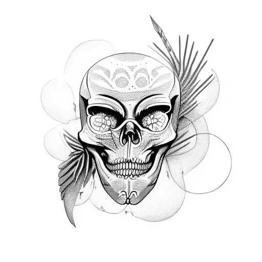 half rotten bird skeleton tattoo design idea