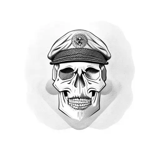skull with cap tattoo design idea