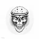 skull with cap tattoo design idea