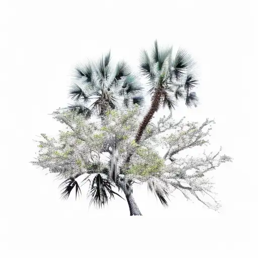  palmetto tree by beach  tattoo design idea