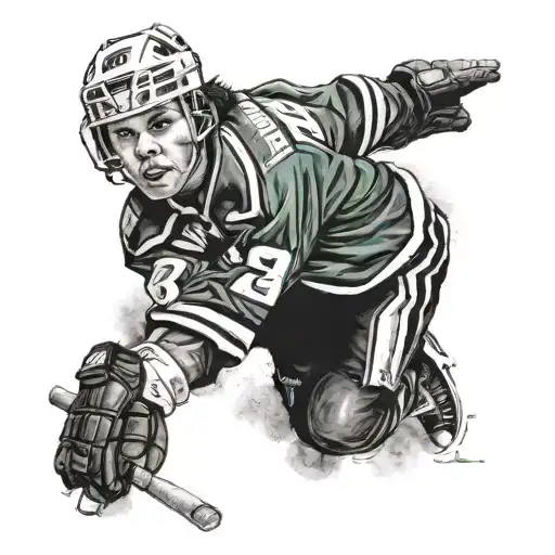Goldberg from the Mighty Ducks movies realistic portrait tattoo design idea