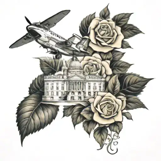 cruise rose Rome jet for my kids names tattoo design idea