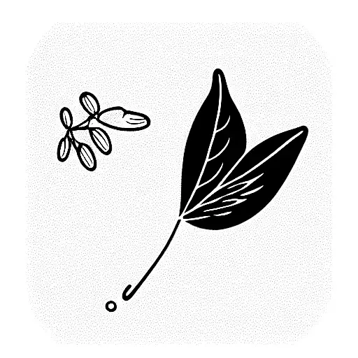 Serotonin 5-hydroxytryptamine with leaf and little flowers tattoo design idea