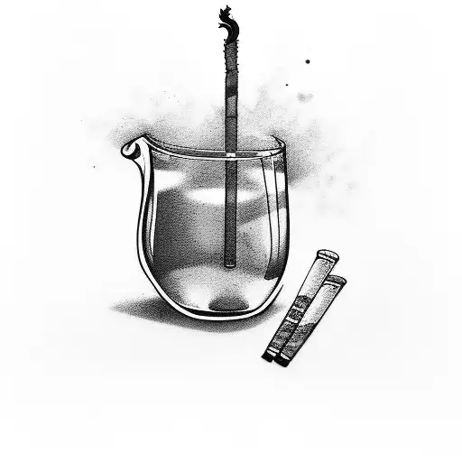 glass of orange juice and cigarette tattoo design idea