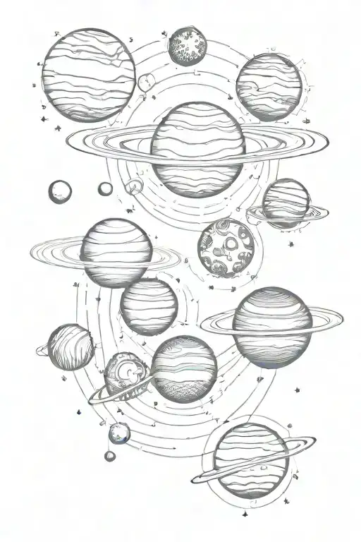 solar system planets tattoo design idea
