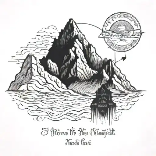 A detailed blackwork tattoo of a majestic mountain range with a hidden Bible verse incorporated into the design tattoo design idea