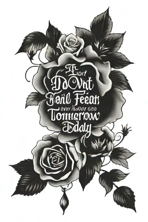 with this quote " I do not and will not fear tomorrow as I feel today has been enough" tattoo design idea