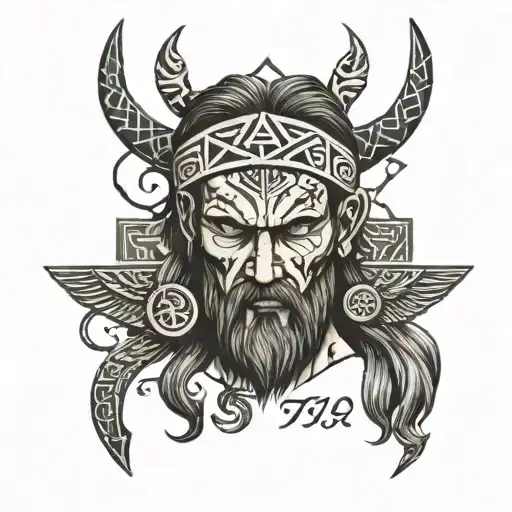 tattoo runes and letters around the head tattoo design idea