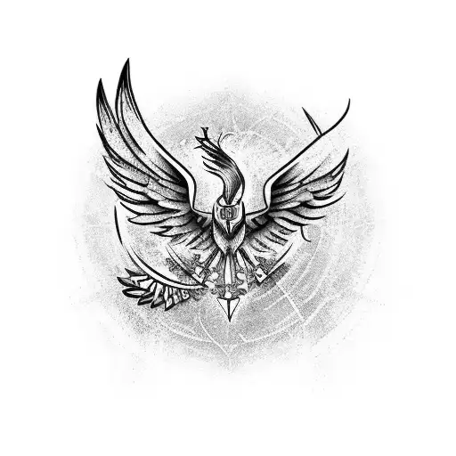 phoenix with a name of Yeshua tattoo design idea