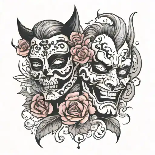 comparison is theif of joy mask tattoo design idea