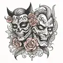 comparison is theif of joy mask tattoo design idea