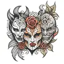 comparison is theif of joy mask tattoo design idea