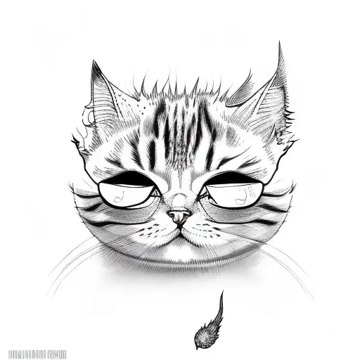 kitty corn with flaming hair tattoo design idea