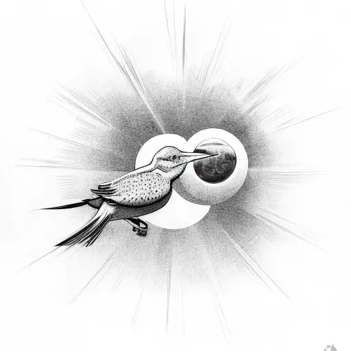 SKY WITH SUN BIRDS AND CLOUDS tattoo design idea