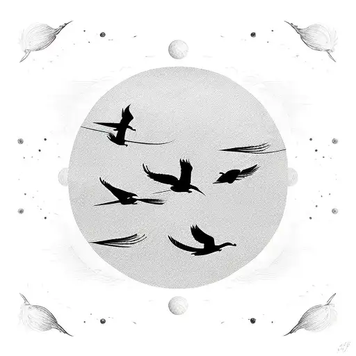 SKY WITH SUN BIRDS AND CLOUDS tattoo design idea