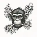 monkey smoking cigarette tattoo design idea