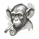 monkey smoking cigarette tattoo design idea