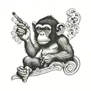 monkey smoking cigarette tattoo design idea