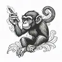 monkey smoking cigarette tattoo design idea