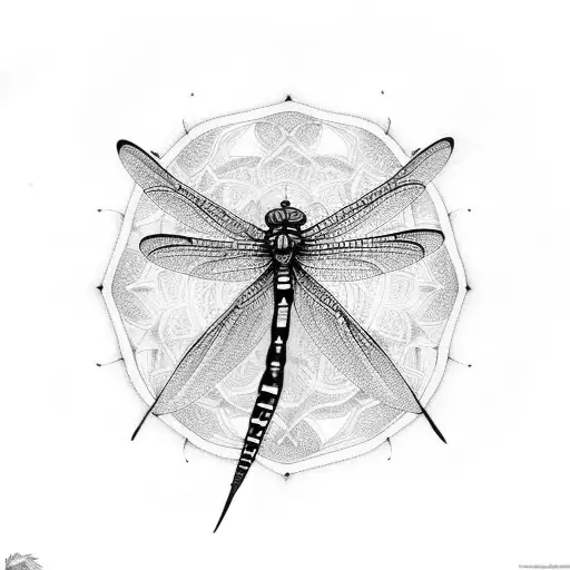 dragonfly with mandala dotwork tattoo design idea