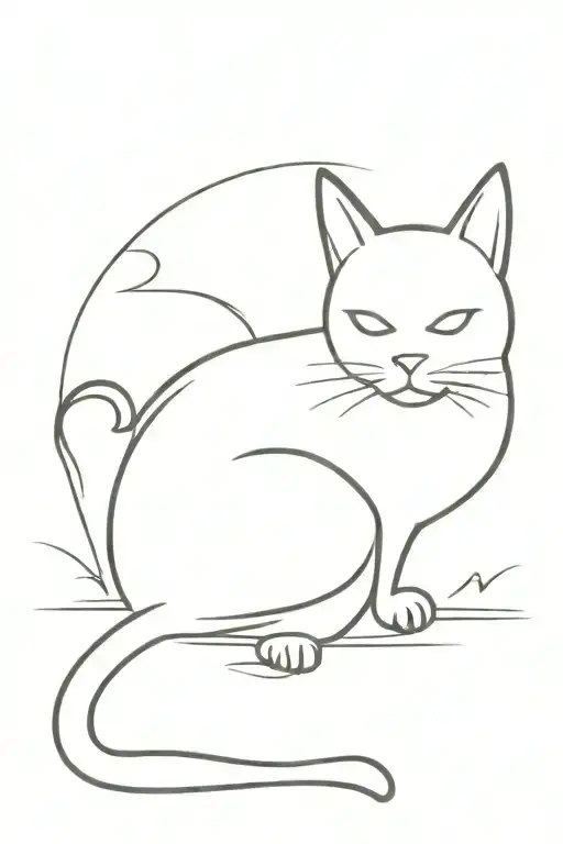 solid black cat playing tattoo design idea