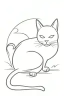 solid black cat playing tattoo design idea