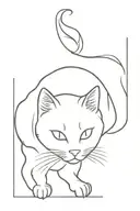 solid black cat playing tattoo design idea