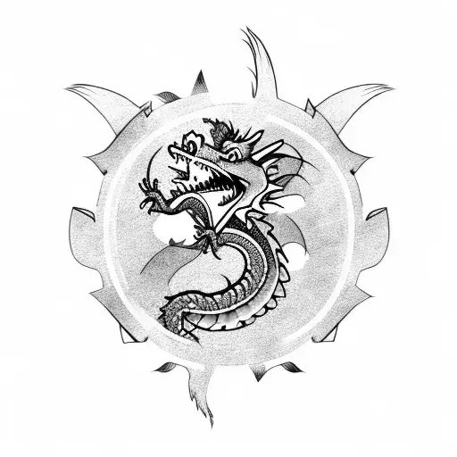 dragon and a pig tattoo design idea