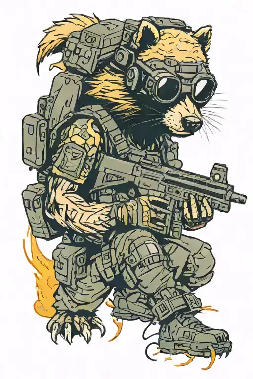 tactical honey badger with night vision goggles tattoo design idea