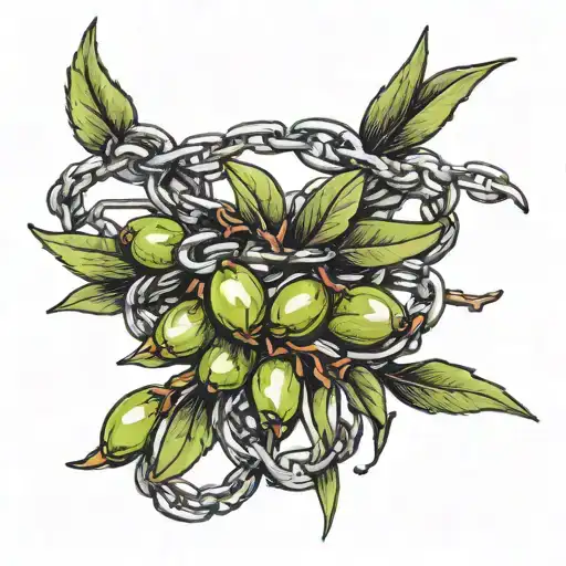 chain links fading into an olive branch  tattoo design idea