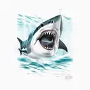 Shark with ocean theme using the Bible verse second Timothy one seven tattoo design idea