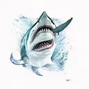 Shark with ocean theme using the Bible verse second Timothy one seven tattoo design idea