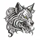 Wolf with Crown aries skull tattoo design idea