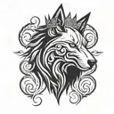Wolf with Crown aries skull tattoo design idea