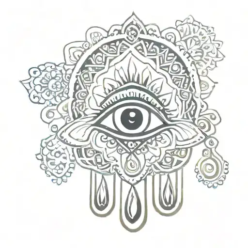 Hamsa Symbol with eye tattoo design idea