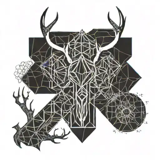 x made of deer antlers with the date 8/5/ tattoo design idea