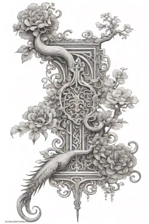 Tattoo Style: Vertical spine tattoo Characteristics: friendly , godly, detailed Imagery. Ancient Persian details tattoo design idea