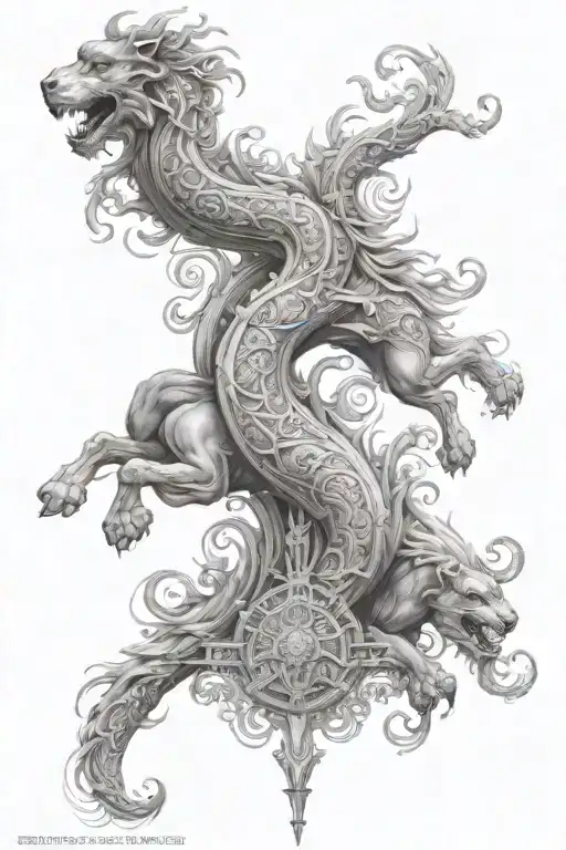 Tattoo Style: Vertical spine tattoo Characteristics: , timeless, detailed Imagery. Ancient Persian imager tattoo design idea