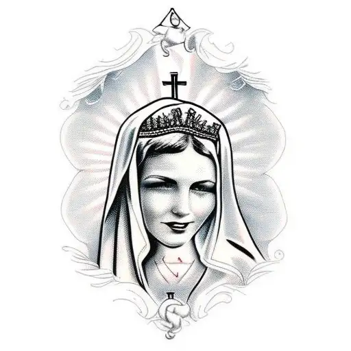 Holy mary veil tattoo design idea
