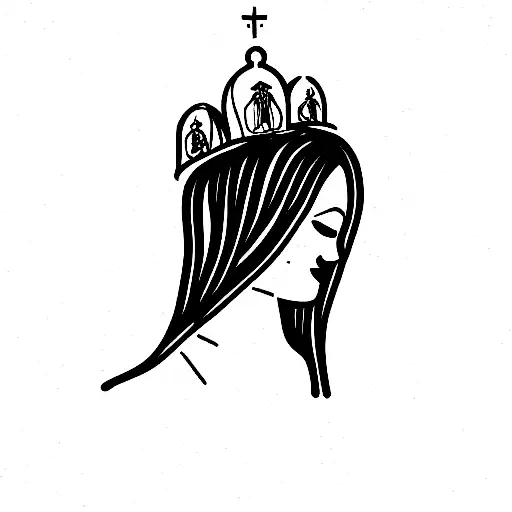 Holy mary veil tattoo design idea