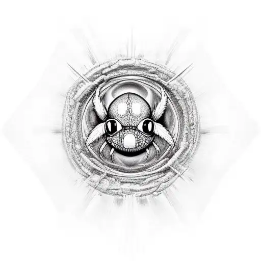 persona con un ojo y cuerpo de araña saliendo de un sombrero de mago tattoo design idea