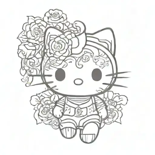 black hello kitty  tattoo design idea