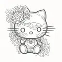 black hello kitty  tattoo design idea